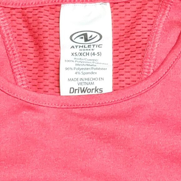 NWT Athletic Works Girls Sz XS (4-5) Active T Shirt Mesh Back Coral Punch - Picture 3 of 3